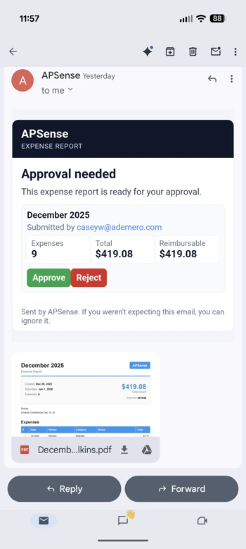Email approval workflow